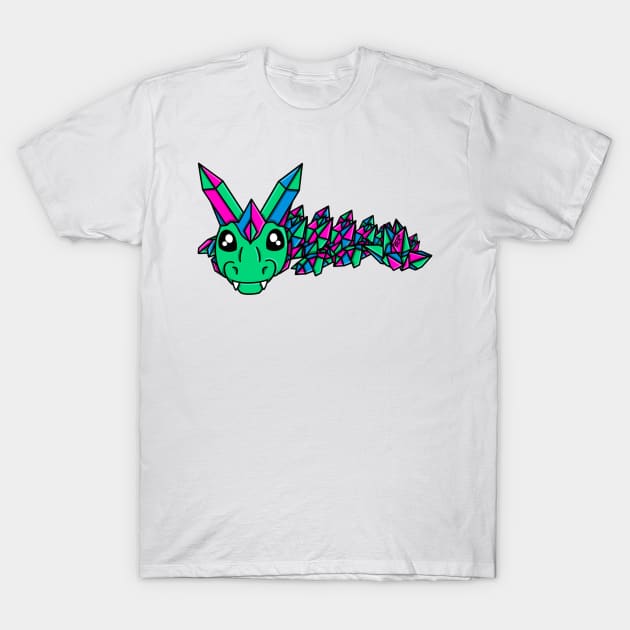 Polysexual Pride Fidget Crystal Dragon T-Shirt by SentABearToSpace 